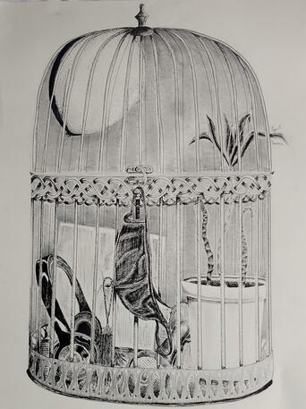 Charcoal, Micron Pens, Sharpie, and Graphite on Paper, 18 x 24